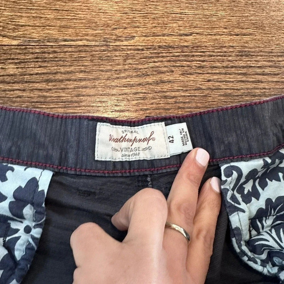 Weatherproof Shorts 42 Blue Elastic Waist Flat Front High Rise Chino L0376 - Picture 3 of 7